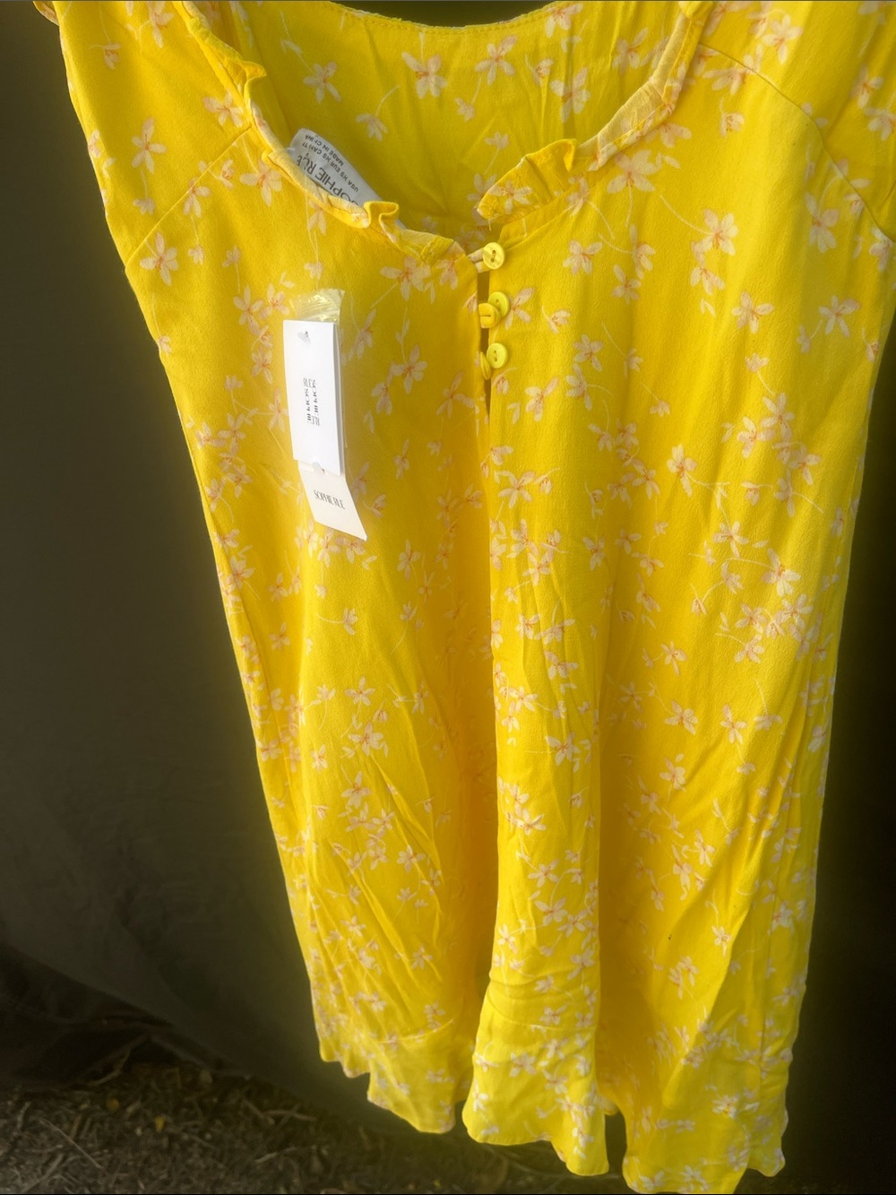 Sophie Rue Yellow Floral Mini Dress with Puff Sleeves - Picture 4 of 8